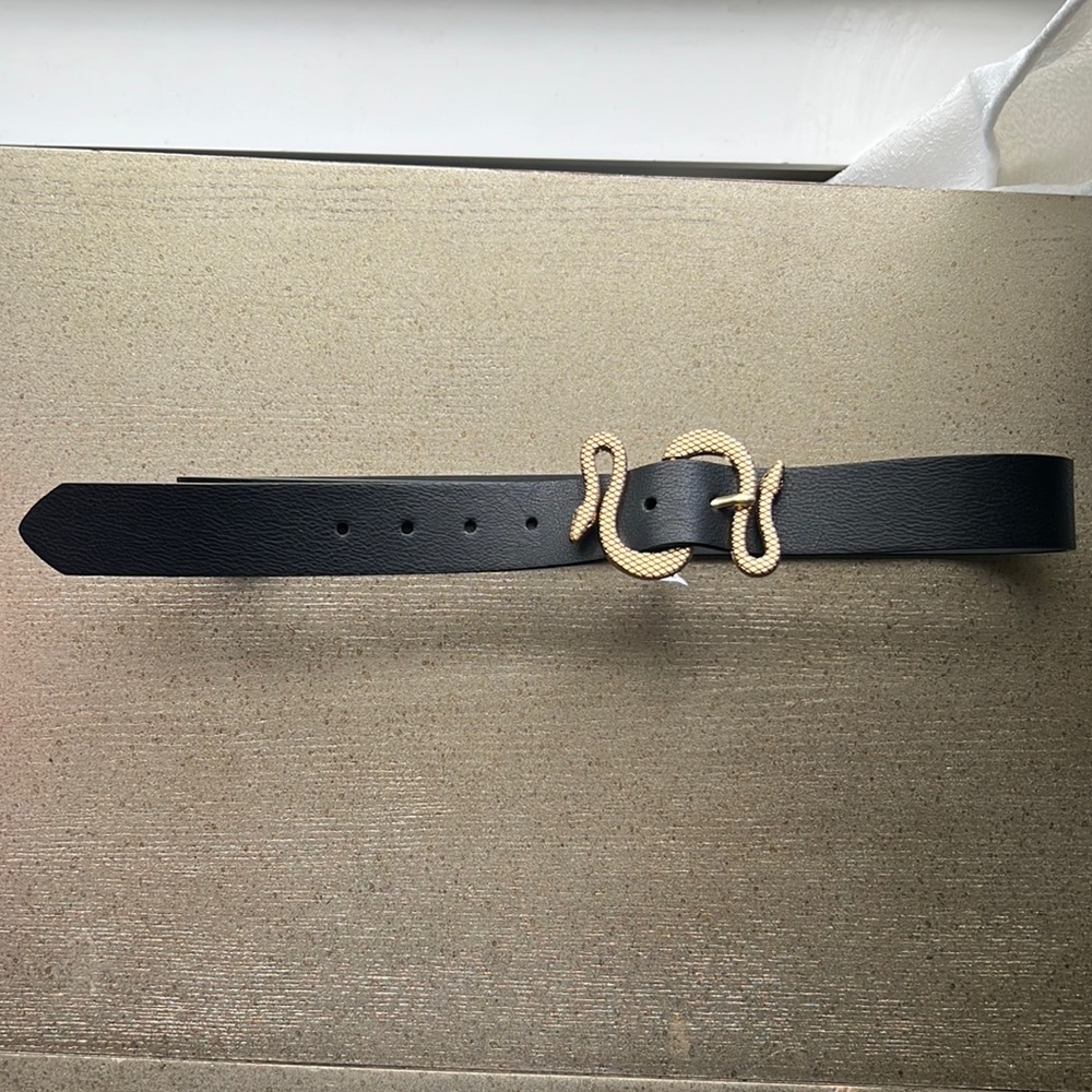 Express Black and Gold Snake Buckle Belt Size M